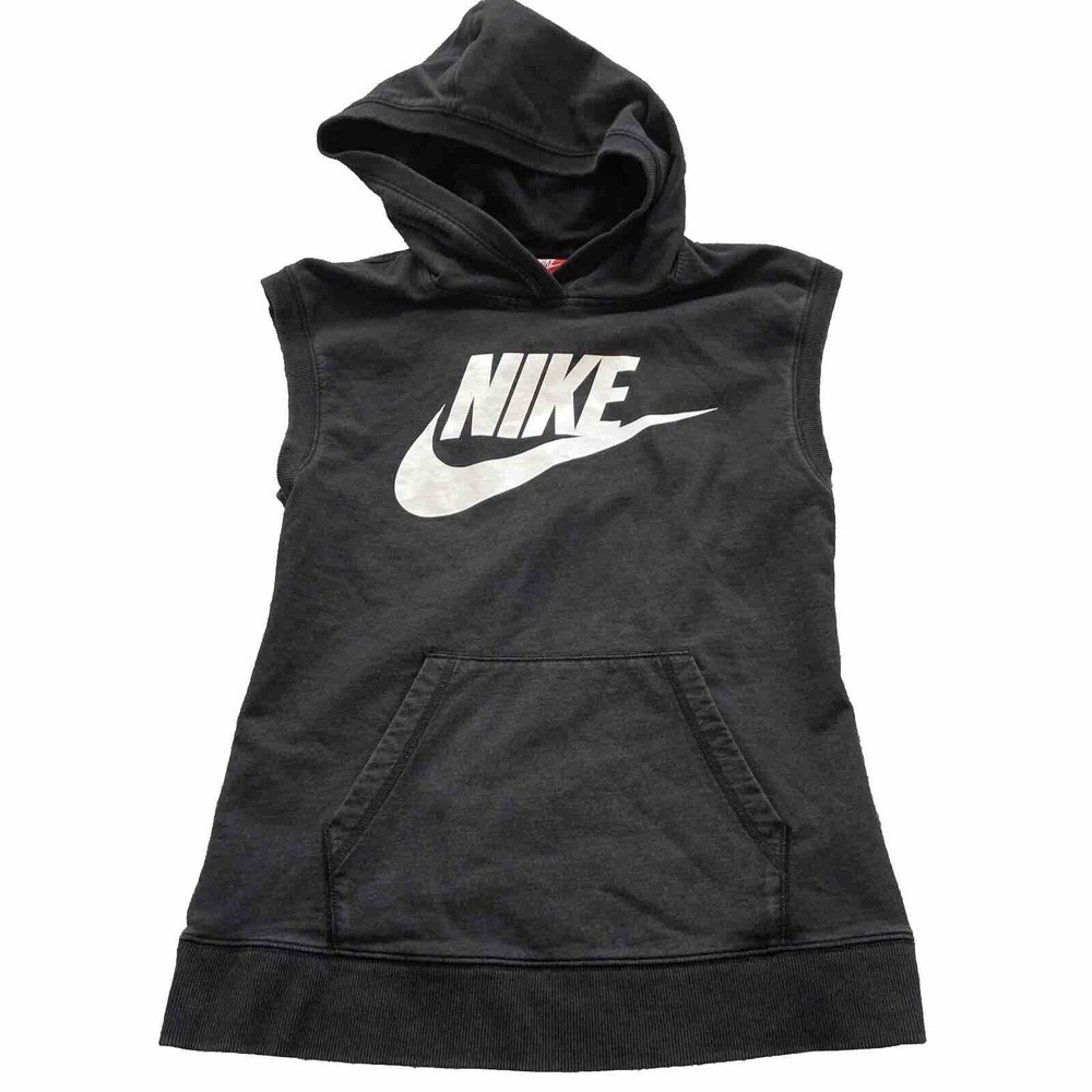 Nike‎ Sleeveless Pullover Hoodie Women's Small Cotton Swoosh Pocket 871751-010